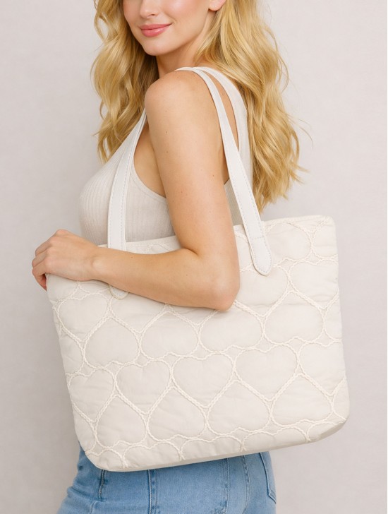 Heart Stitched Fashion Tote Bag 